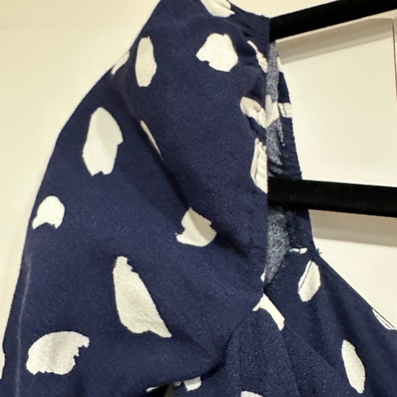 Reformation Sigmund Dress Splatter Blue White Dot Midi Slit (D8) - Picture 8 of 9